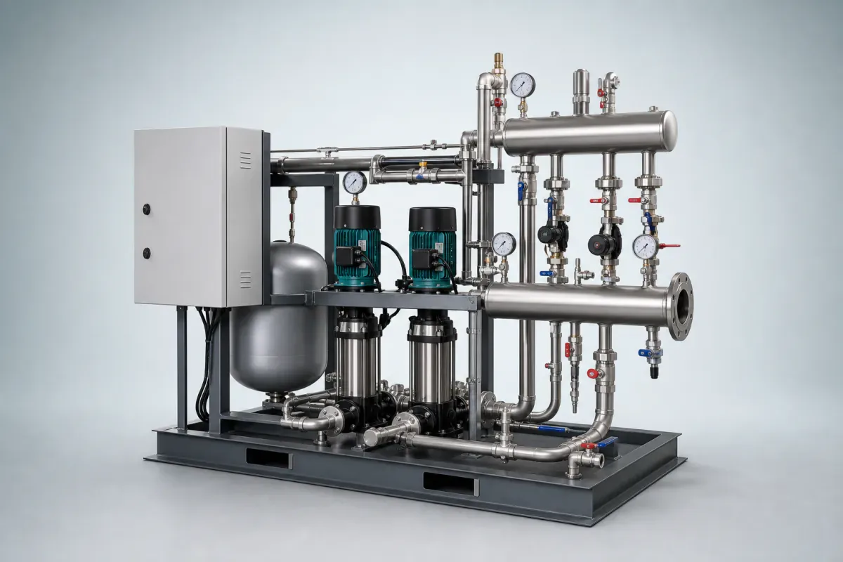 Packaged hydronic plant-room equipment skid