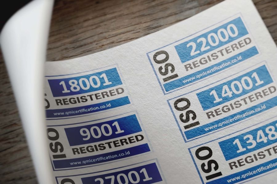ISO certification documents with registration numbers
