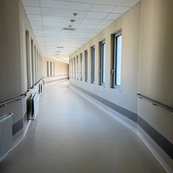 Modern hospital corridor
