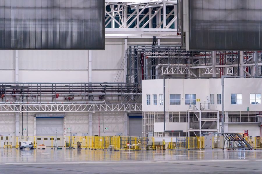 Spacious modern industrial manufacturing interior