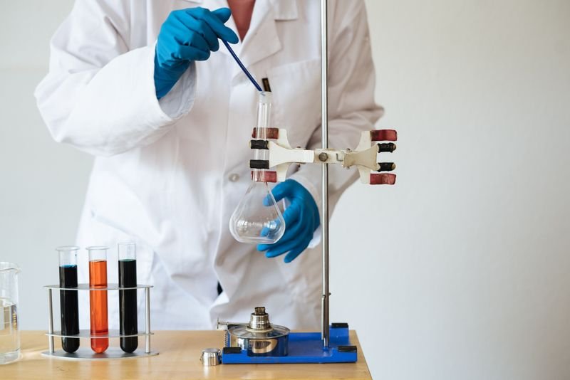 Lab technician conducting filtration test
