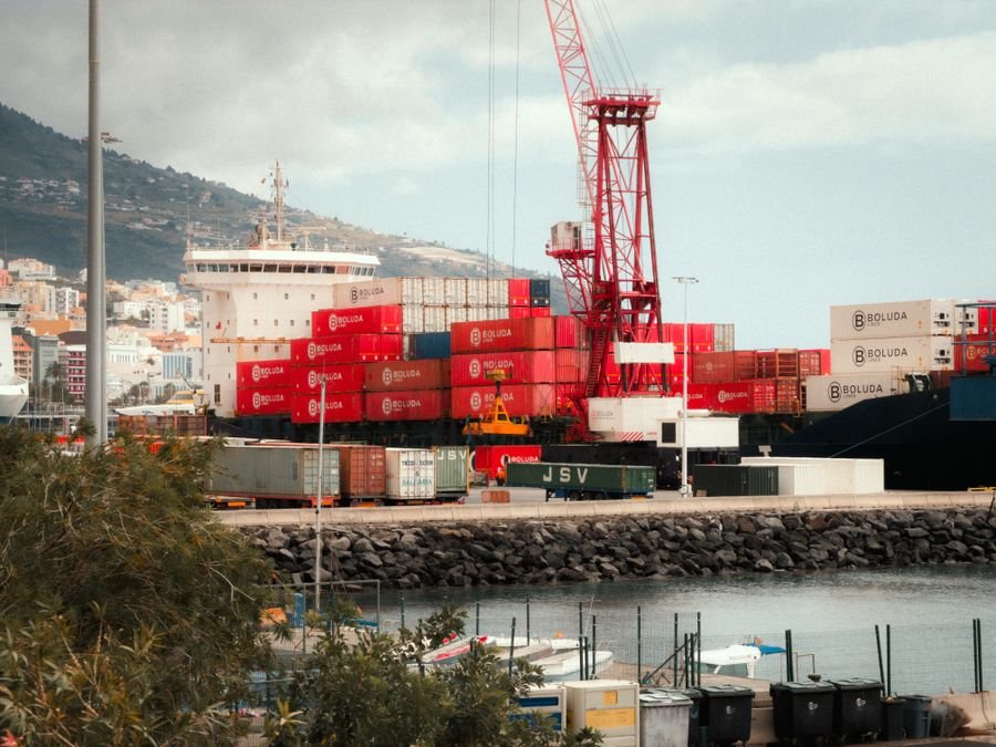 Shipping port with containers for international HVAC equipment export