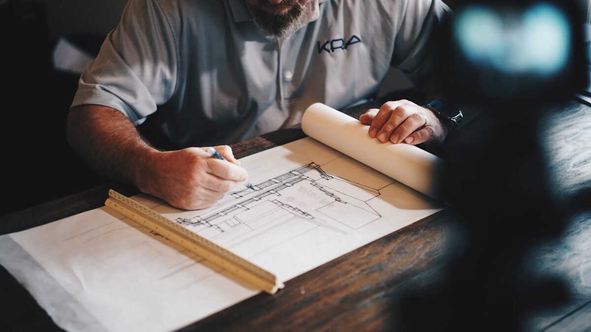 Engineering blueprint and CAD technical drawings of industrial HVAC equipment