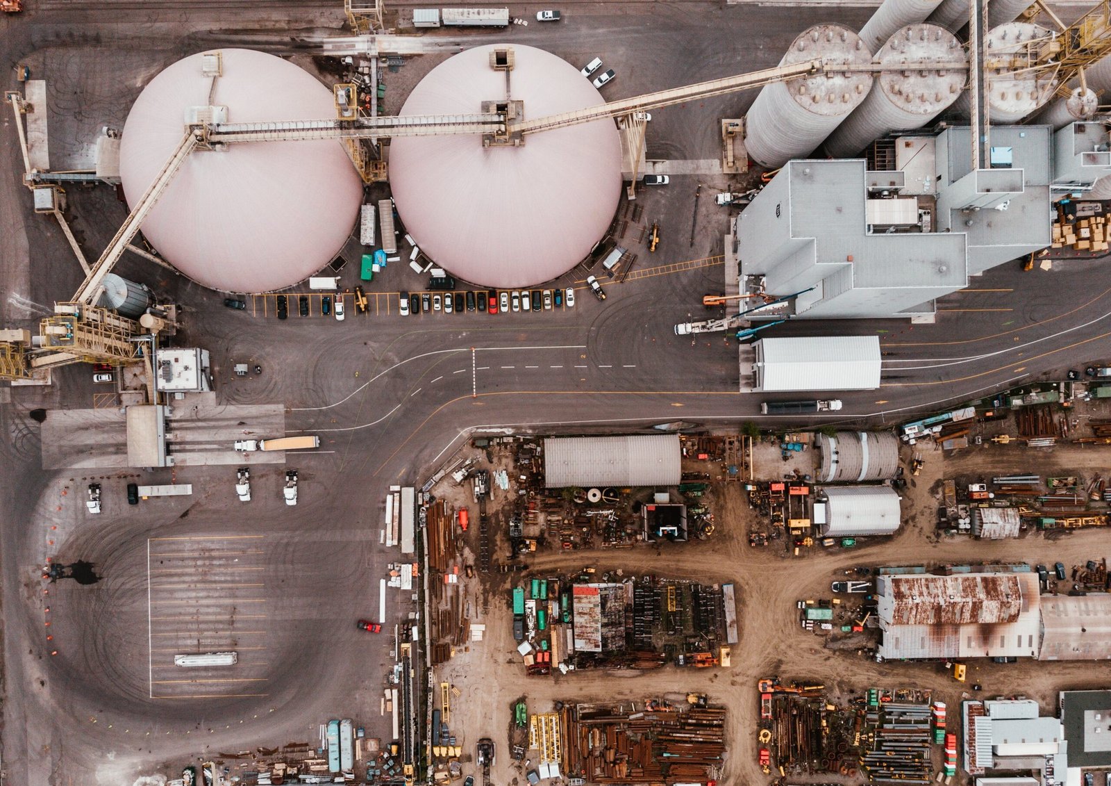 Aerial view of an industrial manufacturing complex